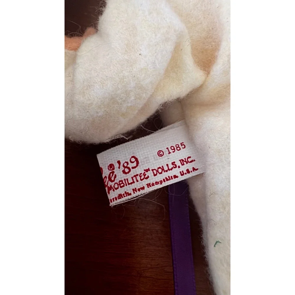 Vintage 1989 Annalee Mobilitee Bunny‎ Baby Dolls Set of 2 White Purple Easter 7